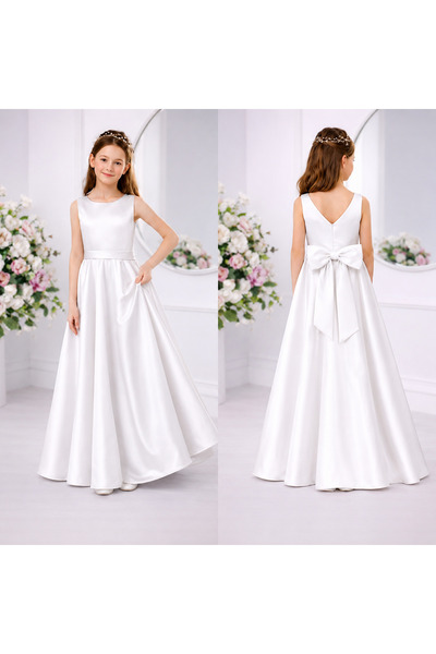 miço kids Girl's Long Evening Dress Sleeveless A-Line Princess Model Event an...