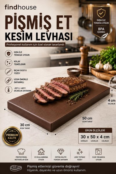 findhouse Polyethylene Meat Cutting Board with White, Brown, Blue Color Optio...