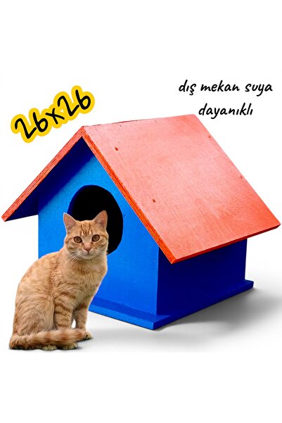 ncy Ahşap Kedi Yuvası Dış Mekan Suya Dayanıklı 26x26
