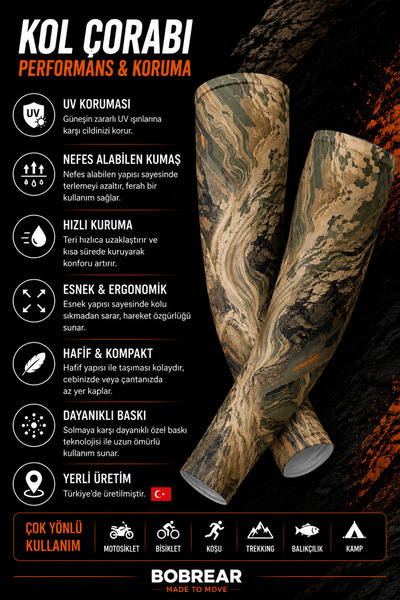 Bobrear Motosiklet Kol Çorabı UV Korumalı Nefes Alabilen Spor Kolluk Unisex