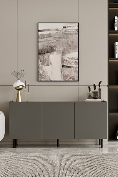 Furnitt Home Hitit Konsol 140 cm Gri (100% MDF) Metal Ayak