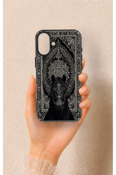 Vip Case iPhone 16 Plus Uyumlu Etnik At Figürü Desenli Silikon Kılıf