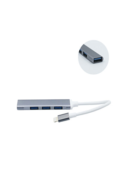OEM USB Hub 3.0 με 3 θύρες USB-A &amp; αντάπτορα Lightning Ασημί