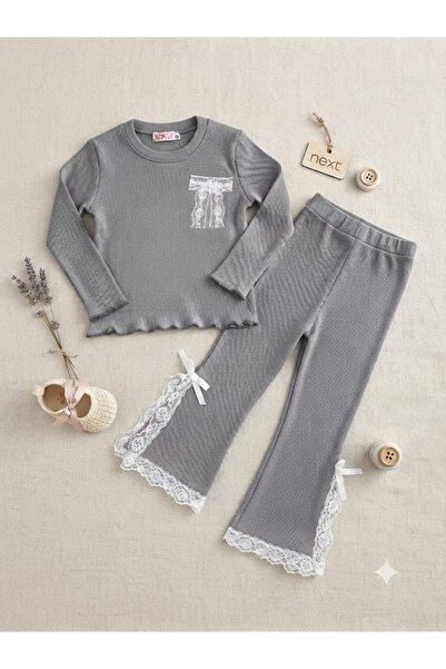 Patriko Girls' Autumn Lace Cotton Camisole Blouse Pants Set 3-8 Years