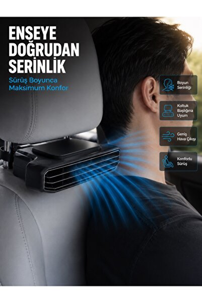 Araç Koltuğu İçin 5 Hız Kademeli Soğutucu Fan Aroma Hazneli USB-C Şarjlı