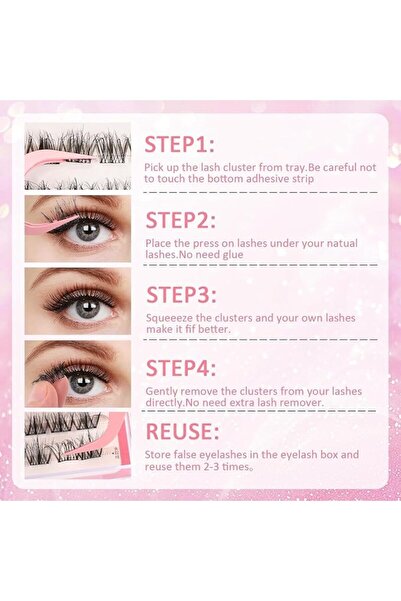 AHLAN Lash Pre Glue Self-Adhesive Clusters 100 Wispy Curl Lashes, Reusable Pr...
