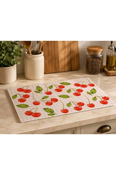 dnshome Cherry Glass Cutting Board Decorative Glass Cutting Board 25 X 35 cm