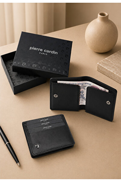 Pierre Cardin Black Leather Card Holder with Openable Inner Compartment - 100...