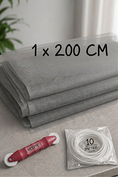 Sineklik teli tülü 1x200 2 metrekare 10 metre BEYEZ fitil + fitil takma aparatı HEDİYELİ