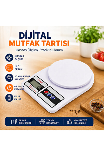 Razmo SF-400 Dijital Mutfak Terazisi 10 Kg 1 Gr Hassasiyet LCD Ekranlı Elektr...