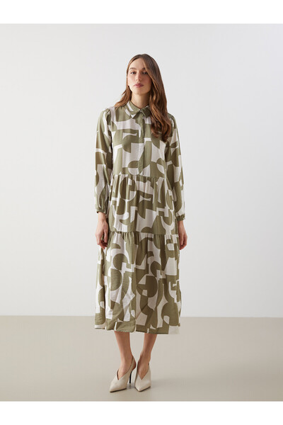 LC Waikiki Original Shirt Collar Patterned Dress