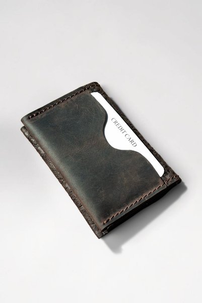MAT Deri Genuine Leather Card Holder with Shawl Pattern, Minimal Size, Men's and Women's Card Holder