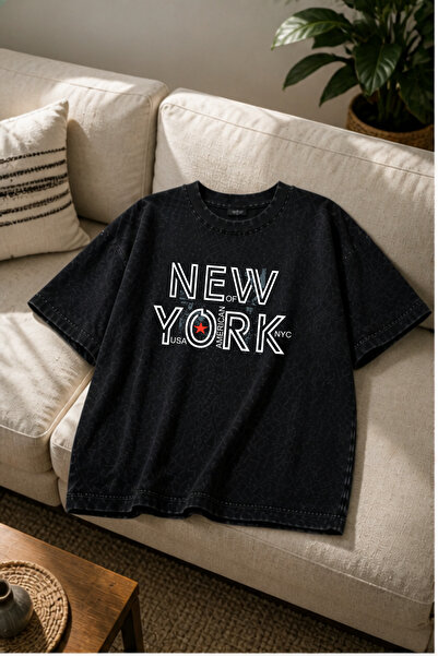 HOFFNUNG Unisex Oversize Vintage Washed Street Style Μόδα του δρόμου Βαμβακερ...