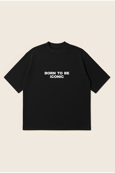 Moon Dancer Born to Be Iconic Printed Oversize Boxy Cut Unisex 100% Cotton Ts...