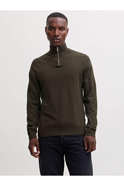 Jack & Jones Strickjacke mit Viertelreißverschluss Einfarbig Strickjacke mit ...
