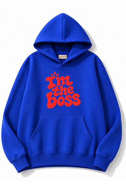 herkesemoda Text Printed Hooded 2 Thread Raster Sweatshirt