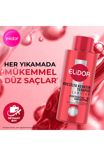 Elidor Seyahat Boy Şampuan Brezilya Keratin Terapisi 90 ml x4