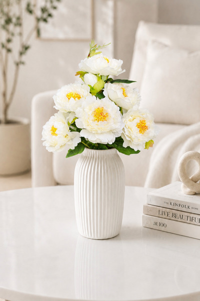 MD Aspiz Flowers باقة زهور صناعية فاخرة من 6 زهور بيجوان كريمية 50 سم (بدون و...