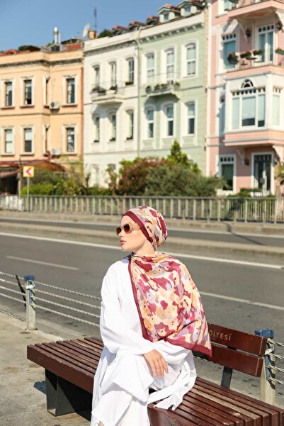 ENRİCO FERRİ Petra Mosaic Pattern Shawl - Burgundy