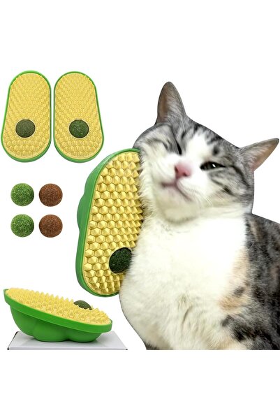 Arabest 2 Pcs Catnip Toys,Wall-Mounted Cat Licking & Scratching Balls,Pea-Sha...
