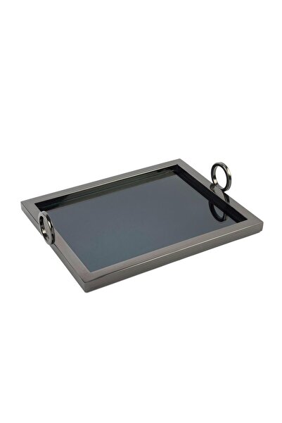 Mikasa Moor Black Metal Rectangular Mirrored Tray 37X28X8Cm