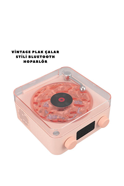 Retro Bluetooth Hoparlör PEMBE