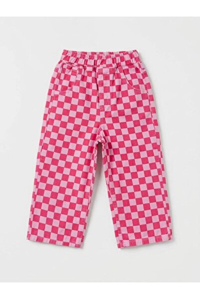 Karaniko Kids Unısex Çocuk Dama Desenli Pamuklu Balon Jean Pantolon