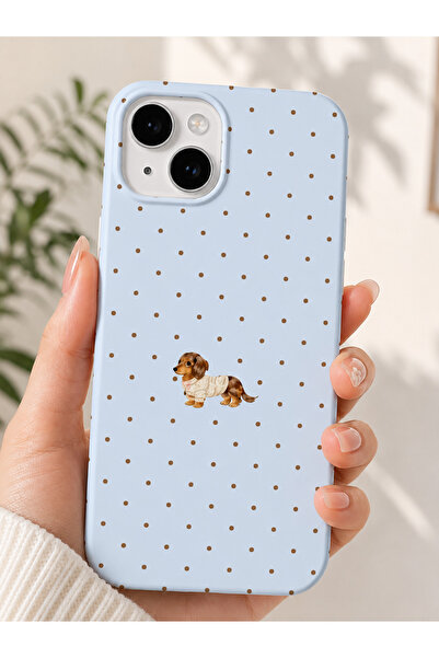 OVADA İphone 13/14/15 Uyumlu Puantiye Köpek Desenki Kadife Soft Telefon Kılıfı