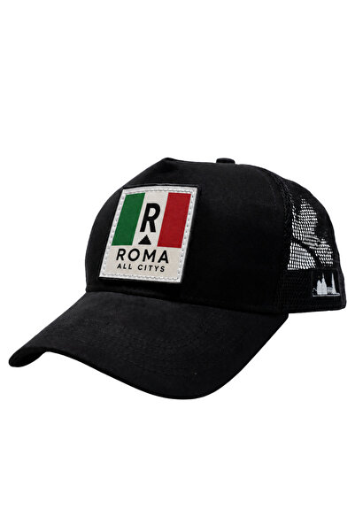 All citys Rome Flag Patch Detailed Mesh Trucker Baseball Cap