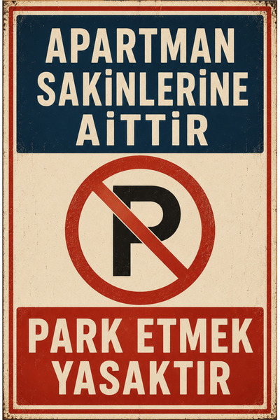 Lucena Retro Apartment Residents Only No Parking Metal Warning Sign 20X30 cm