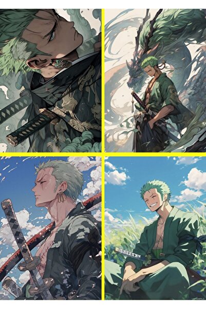 postercraft Σετ 8 φύλλων One Piece Zoro Kuşe Poster, Επαγγελματική εκτύπωση F...