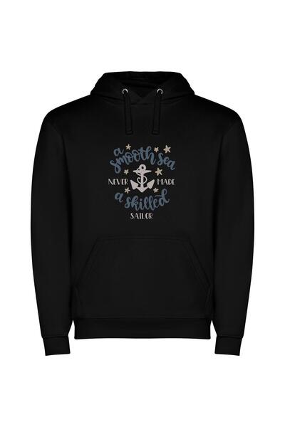 iLovePrints Sailor's Skillful Smooth Design Φούτερ με κουκούλα σε χρώμα Μαύρο