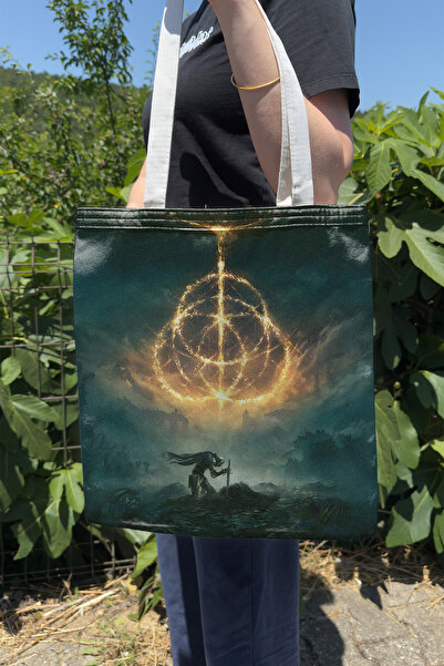 ZipZap Elden Ring V4 Double Sided Canvas Print Tote Bag Computer Gaming Video...