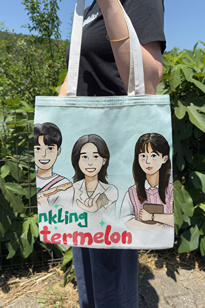 ZipZap Twinkling Watermelon- K Drama V3 حقيبة قماشية مطبوعة على الوجهين للصيف...