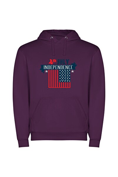 iLovePrints Patriotic Fourth of July Φούτερ με κουκούλα σε χρώμα Μωβ