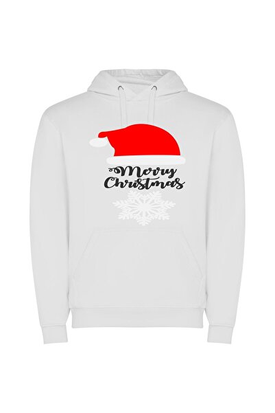 iLovePrints Festive Santa Greetings Φούτερ με κουκούλα σε χρώμα Λευκό