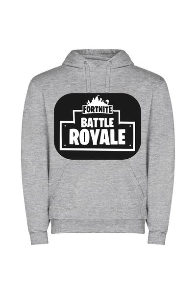 iLovePrints Realistic Fortnite Royale Φούτερ με κουκούλα σε χρώμα Γκρι