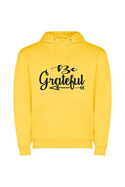 iLovePrints Grateful & Beautiful Resolutions Φούτερ με κουκούλα σε χρώμα Κίτρινο