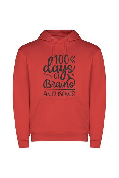 iLovePrints Elegant Brains & Bows Φούτερ με κουκούλα σε χρώμα Κόκκινο