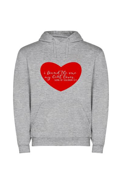 iLovePrints Love's Red Heartbeat Φούτερ με κουκούλα σε χρώμα Γκρι