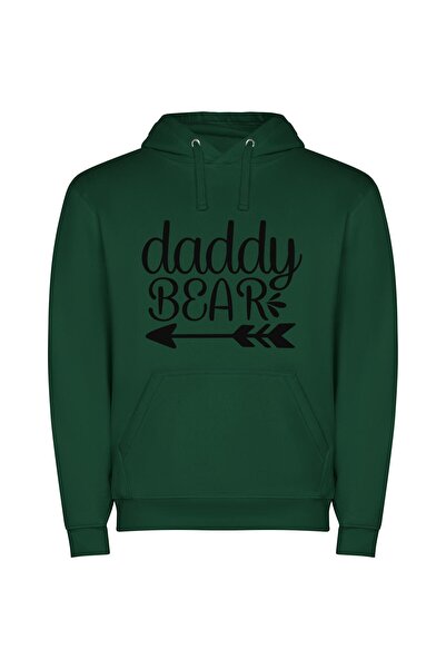 iLovePrints Daddy Bear Sign: Elegant Monochrome Φούτερ με κουκούλα σε χρώμα Π...