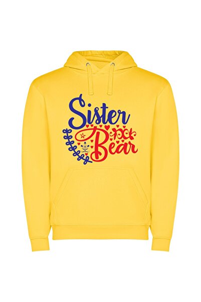 iLovePrints Sisterly Sign Vibes Φούτερ με κουκούλα σε χρώμα Κίτρινο