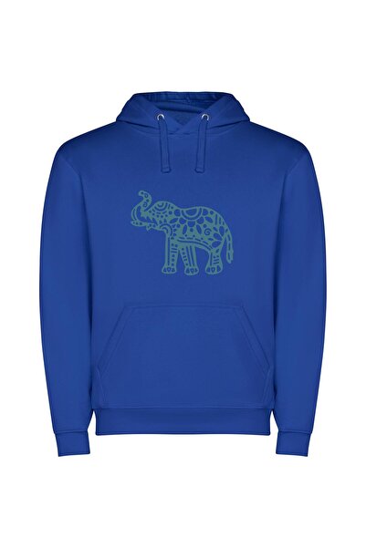 iLovePrints Pristine Pachyderm Portrait Φούτερ με κουκούλα σε χρώμα Μπλε