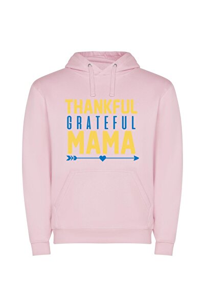 iLovePrints Mama's Grateful Sign Φούτερ με κουκούλα σε χρώμα Ροζ