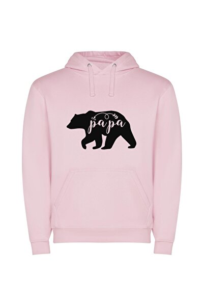 iLovePrints Papa Bear Stencil Bliss Φούτερ με κουκούλα σε χρώμα Ροζ