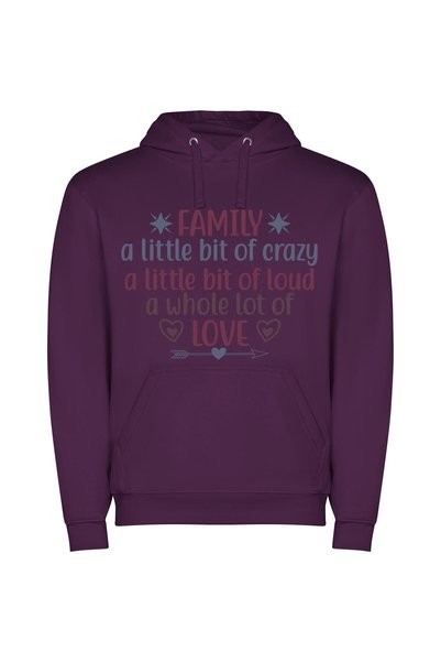 iLovePrints Crazy Loud Love Fest Φούτερ με κουκούλα σε χρώμα Μωβ