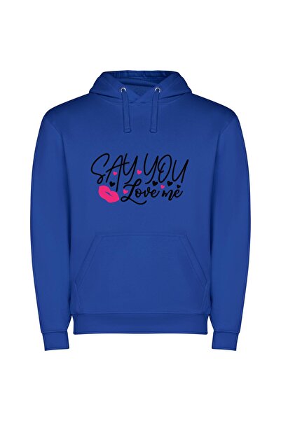 iLovePrints Love Letter Style Slay Φούτερ με κουκούλα σε χρώμα Μπλε