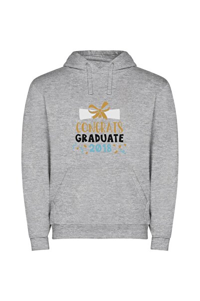 iLovePrints Bow-Topped 2018 Grad Φούτερ με κουκούλα σε χρώμα Γκρι