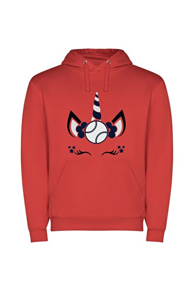 iLovePrints Fantasy Horned Sports Star Φούτερ με κουκούλα σε χρώμα Κόκκινο