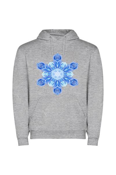 iLovePrints Frozen Fractal Elegance Φούτερ με κουκούλα σε χρώμα Γκρι